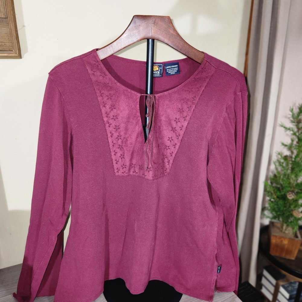 Route 66 Women's Wine Tunic with Embroidered Detail